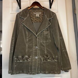 Y2K Vintage Z. Cavaricci Olive Green Corduroy Blazer Jacket